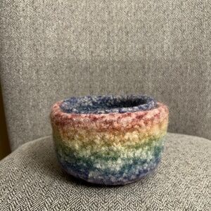 Hand knitted felted bowls